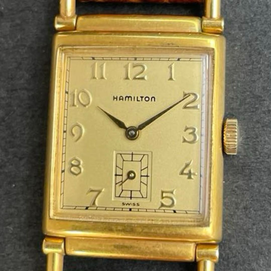 HAMILTON Wilshire K18GP スモセコ ゴールド 可変ラグ 復刻版