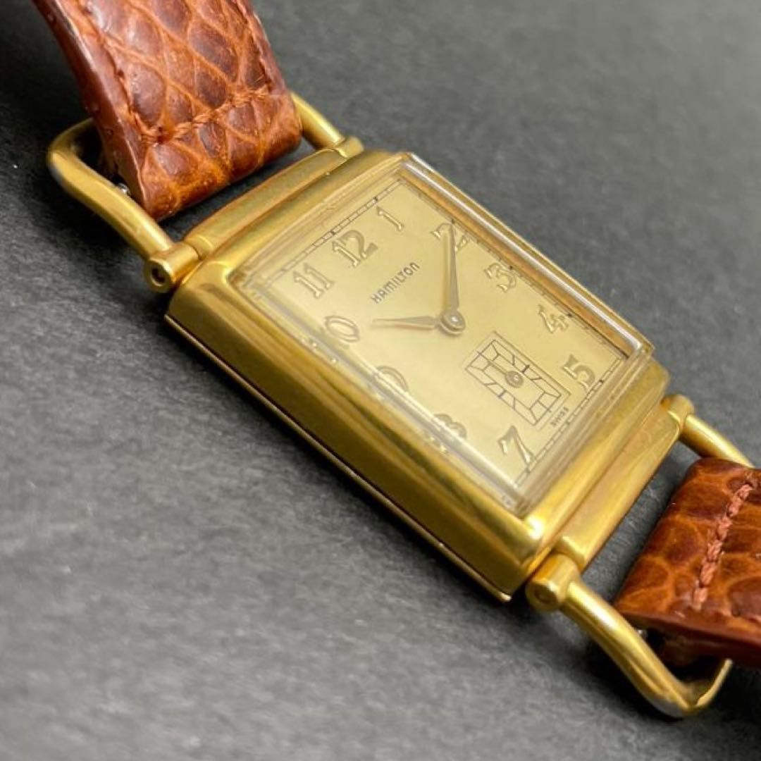 HAMILTON Wilshire K18GP スモセコ ゴールド 可変ラグ 復刻版