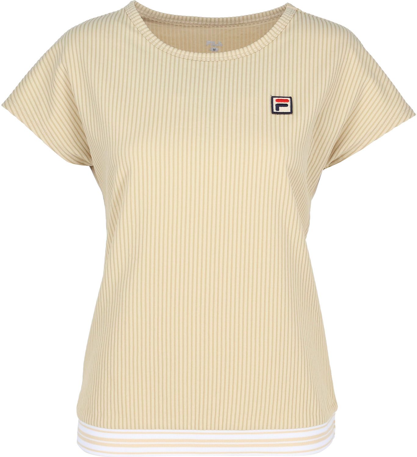 フィラ FILA テニス ゲームシャツ レディース ウィメンズ 女性 テニスウェア Tシャツ トップス 半袖 メッシュ 吸水 速乾 UVカット 軽量 高機能 ドライ サッカーストライプ CZ6SGW001 DGN ダークグリーン