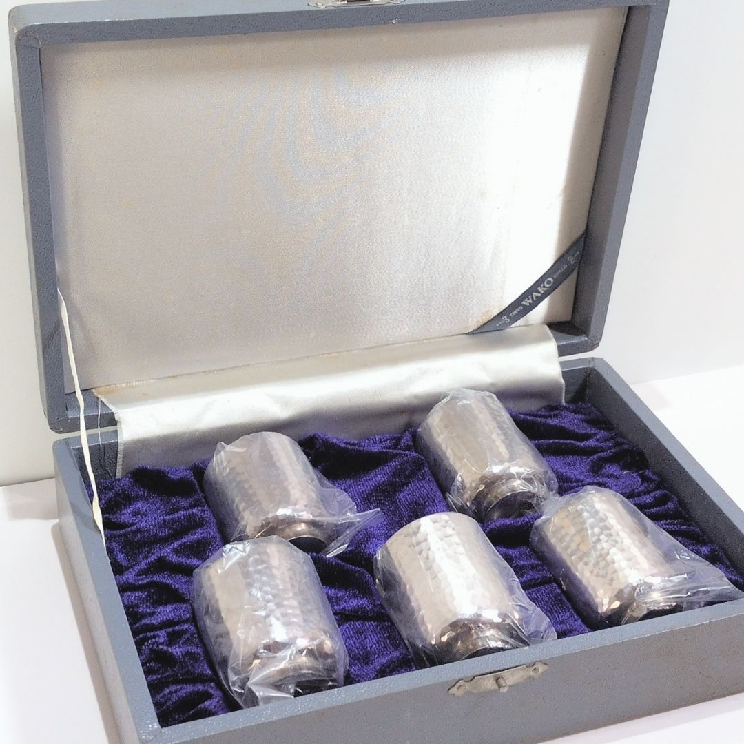 純銀和光 和光 WAKO 純銀 ぐい呑み お猪口 5点セット 槌目 酒器 161g - メルカリ