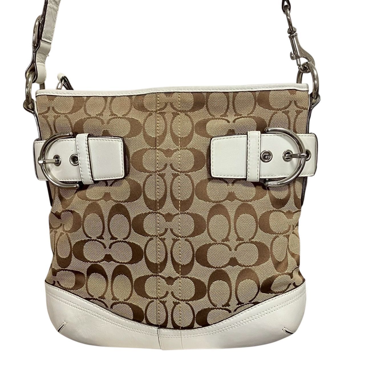 MY0557】COACH コーチ ショルダーバッグ ソーホー キャンバス レザー 