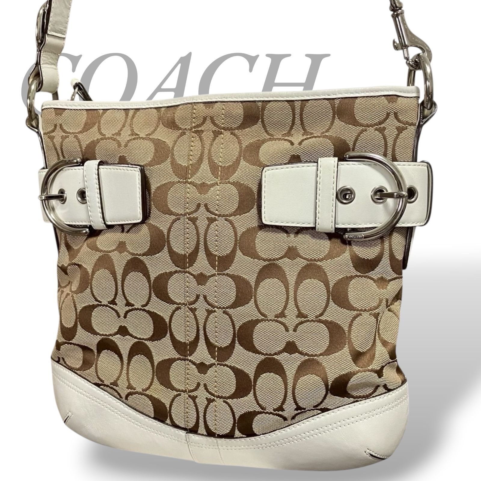 MY0557】COACH コーチ ショルダーバッグ ソーホー キャンバス レザー