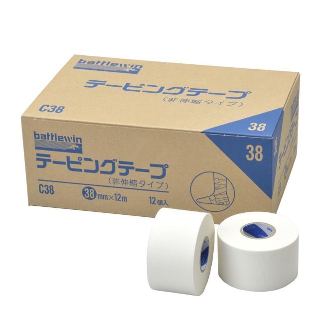 【送料無料】ニチバン(Nichiban) テーピングテープ 非伸縮 C-38 幅38mm×長さ12m 1箱 12巻入