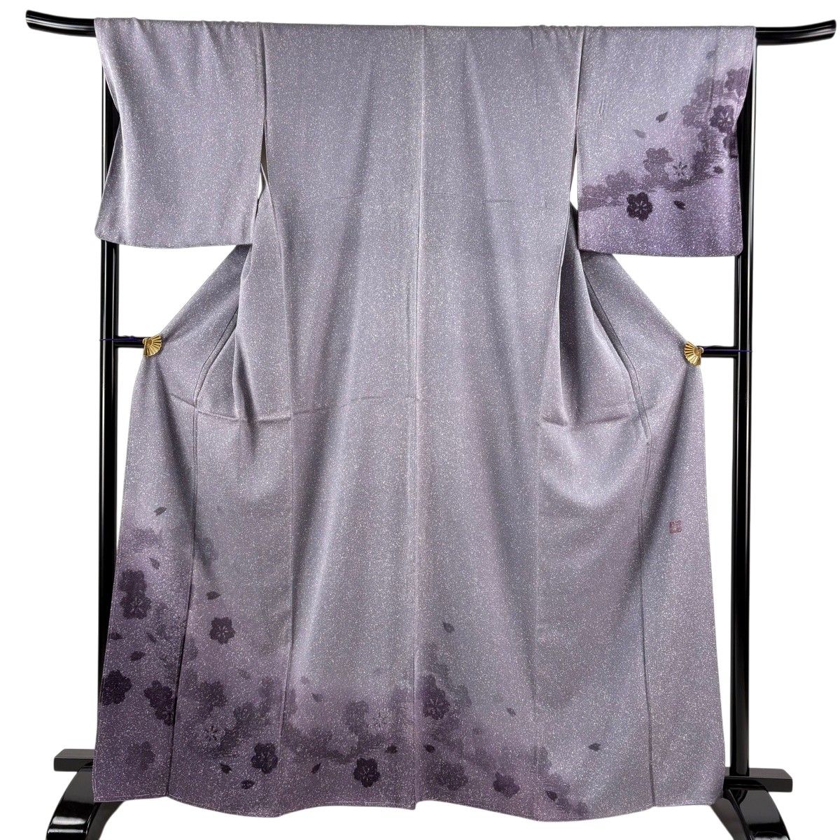 美品】 付下げ 身丈165cm 裄丈67.5cm L 袷 落款 桜 霞 ビロード風