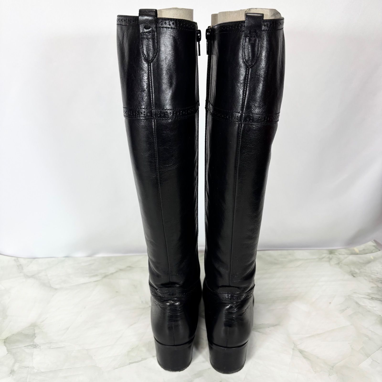 【美品】マーガレットハウエル MARGARET HOWELL ニーハイブーツ ロングブーツ ジョッキーブーツ サイドジップ 本革 レザー 24 1/2(24.5cm相当)