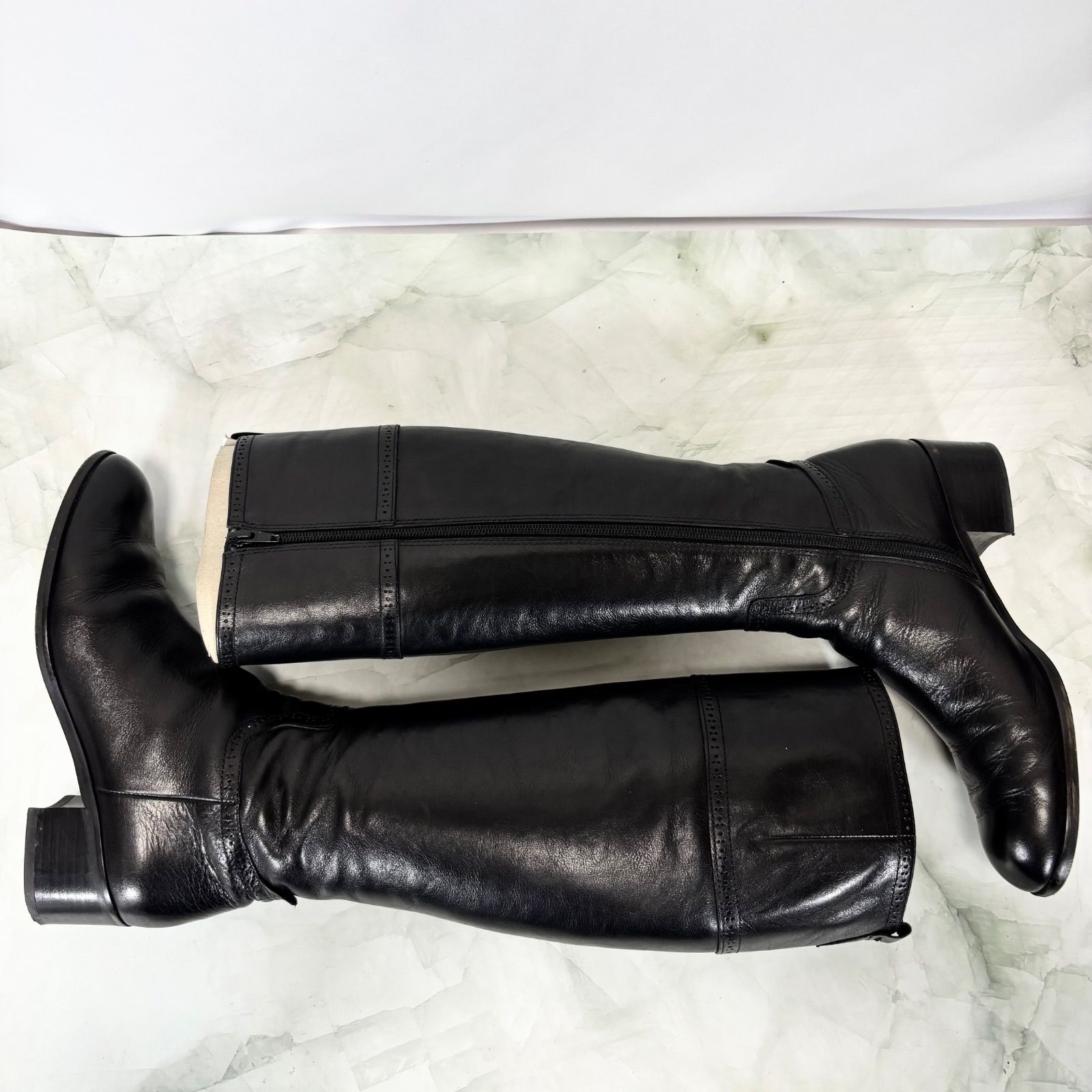 【美品】マーガレットハウエル MARGARET HOWELL ニーハイブーツ ロングブーツ ジョッキーブーツ サイドジップ 本革 レザー 24 1/2(24.5cm相当)