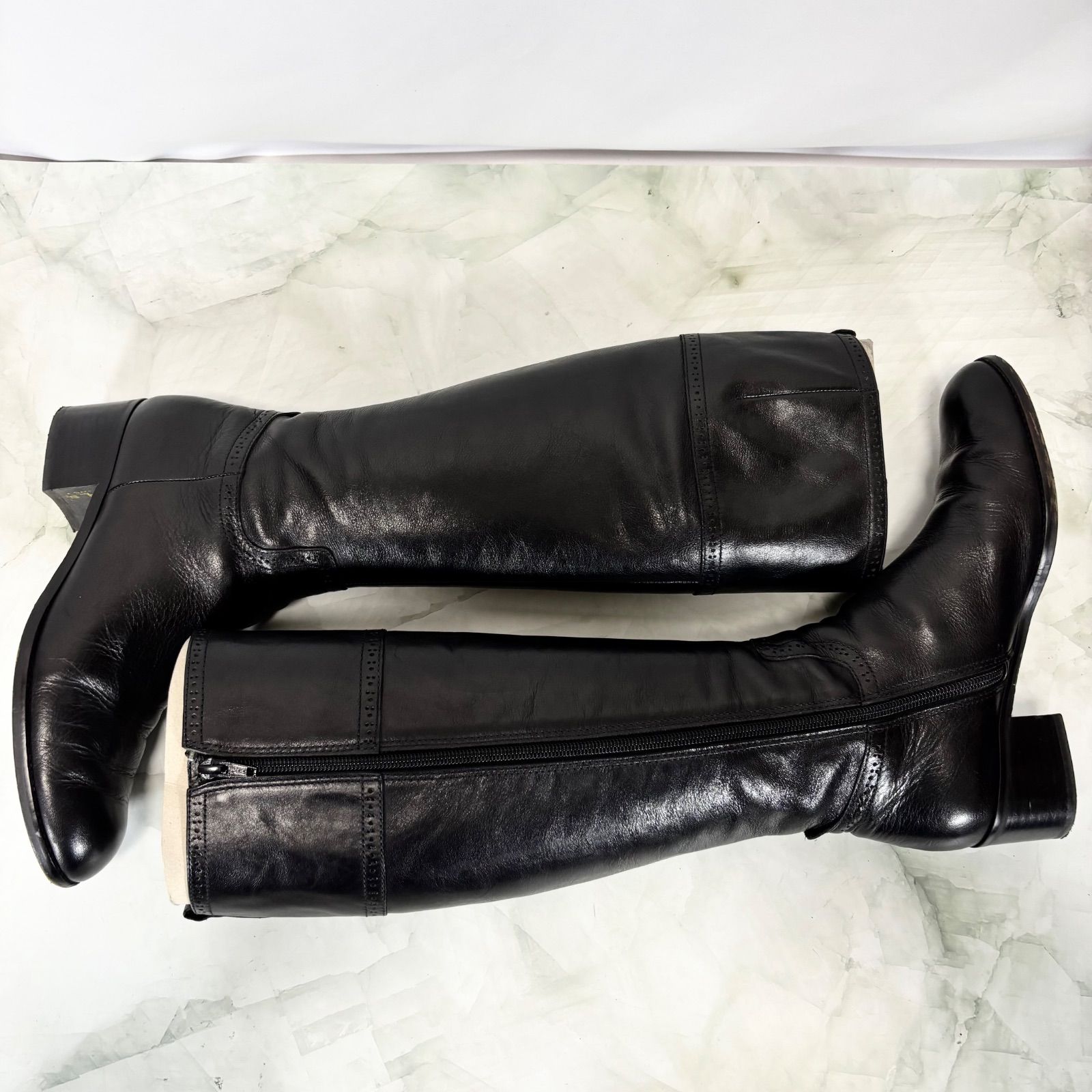 【美品】マーガレットハウエル MARGARET HOWELL ニーハイブーツ ロングブーツ ジョッキーブーツ サイドジップ 本革 レザー 24 1/2(24.5cm相当)