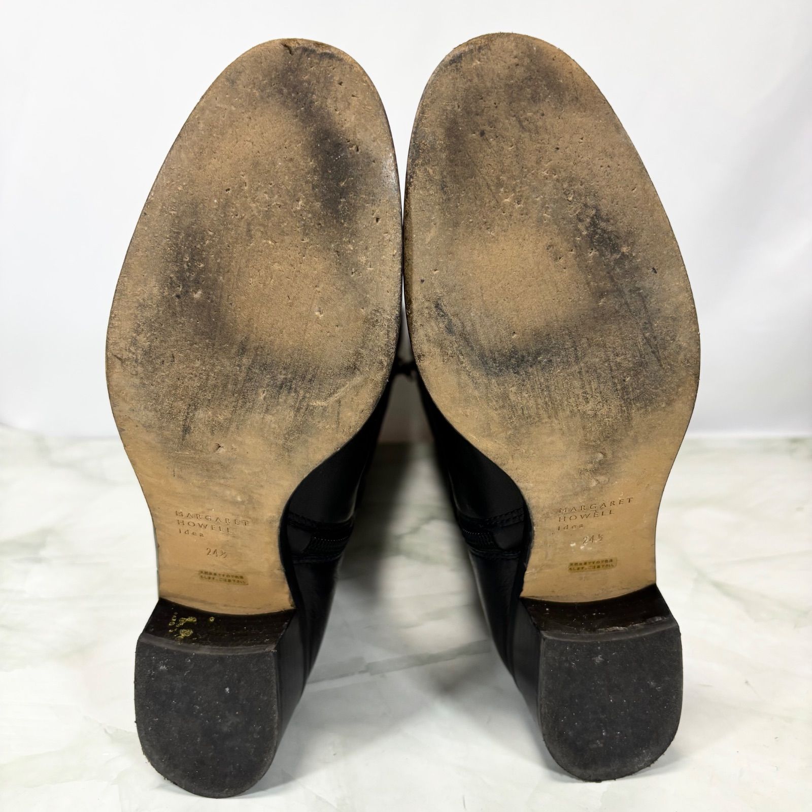 【美品】マーガレットハウエル MARGARET HOWELL ニーハイブーツ ロングブーツ ジョッキーブーツ サイドジップ 本革 レザー 24 1/2(24.5cm相当)