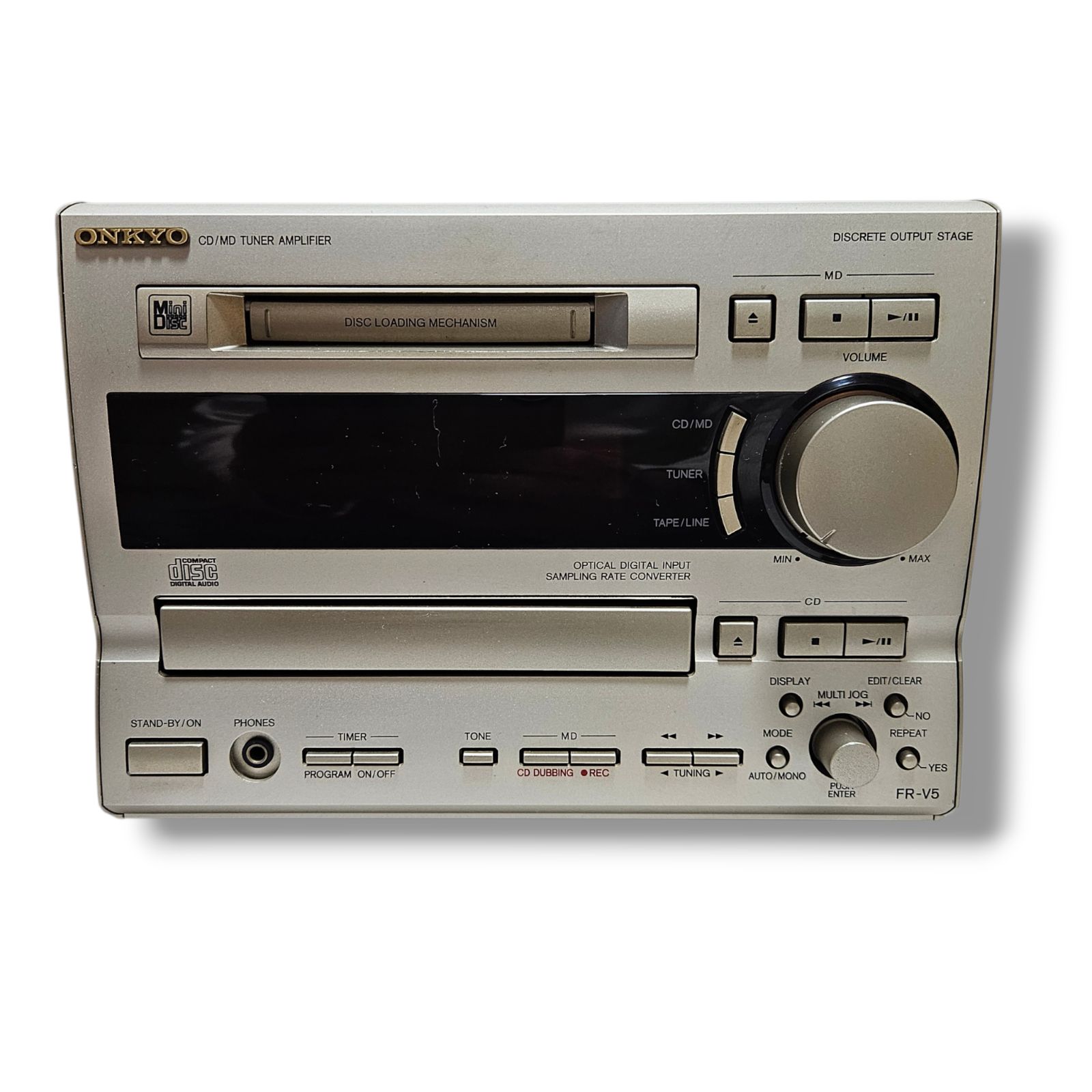 FR-V5 ONKYO オンキョーMD/CDチューナーアンプ　スピーカー付属 動作品】ONKYO FR-V5 CD/MDチューナーアンプ CD/MDコンポ/オンキョー