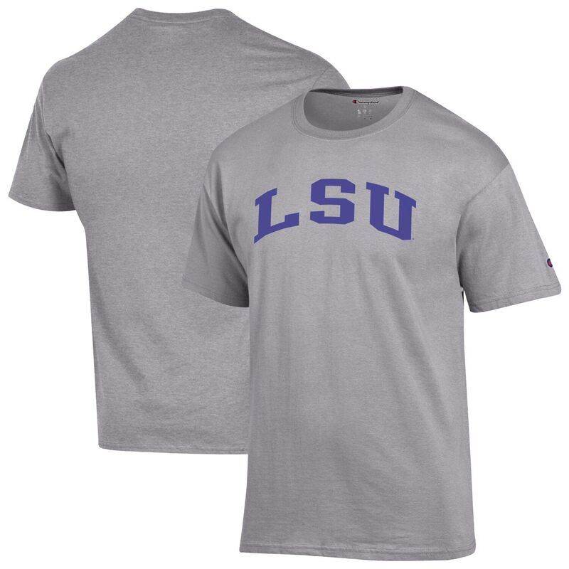 チャンピオン メンズ トップス Tシャツ Mens Champion Heather Gray LSU Tigers Basic Arch TShirt Lsu Grey グレー