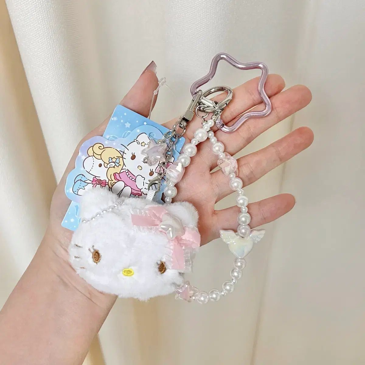 MINISO HELLOKITTY ラブリストストラップ ハローキティ星パールリボン