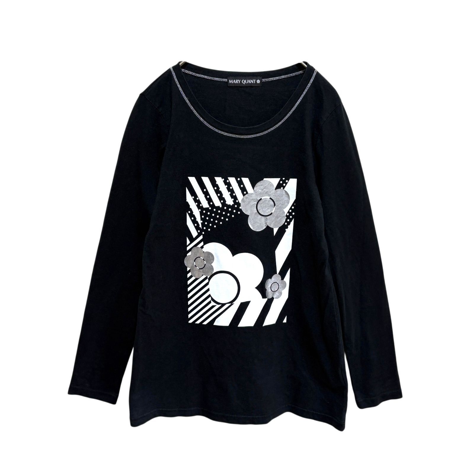 038 MARY QUANT ロングTシャツ M ブラック 日本製 コットン100 