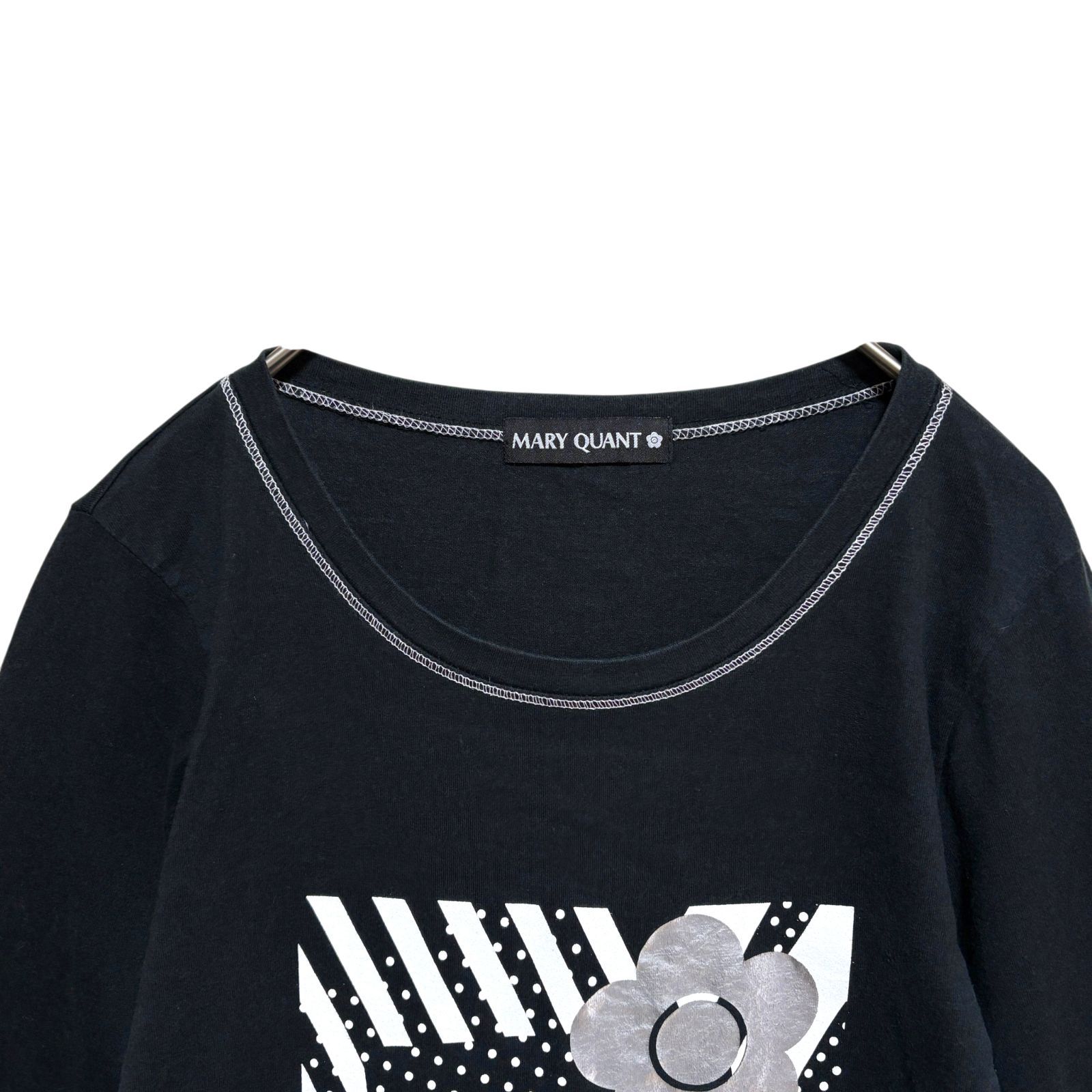 038 MARY QUANT ロングTシャツ M ブラック 日本製 コットン100 
