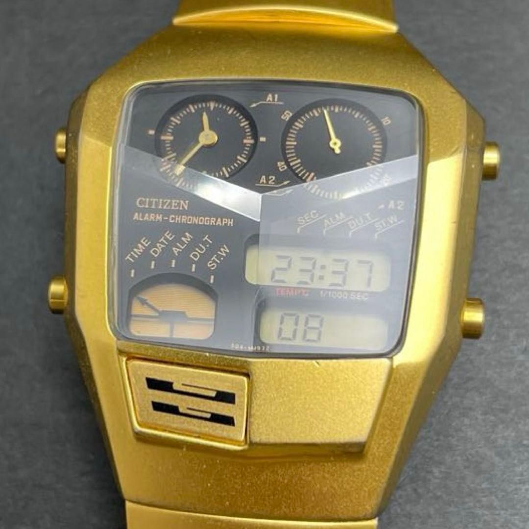 CITIZEN アナデジテンプ 三面カットガラス ゴールド 8988-Q02055（504