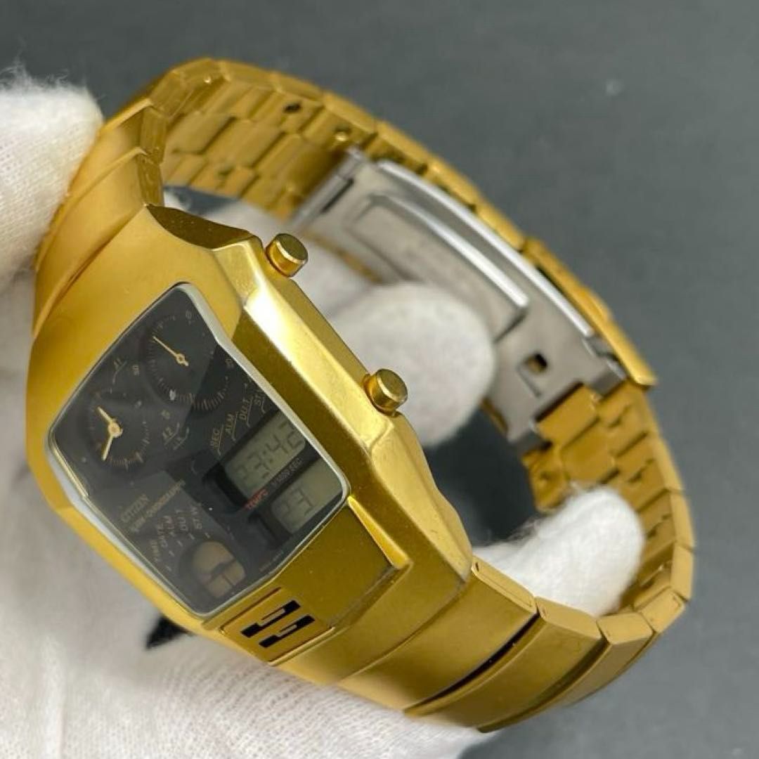 CITIZEN アナデジテンプ 三面カットガラス ゴールド 8988-Q02055（504