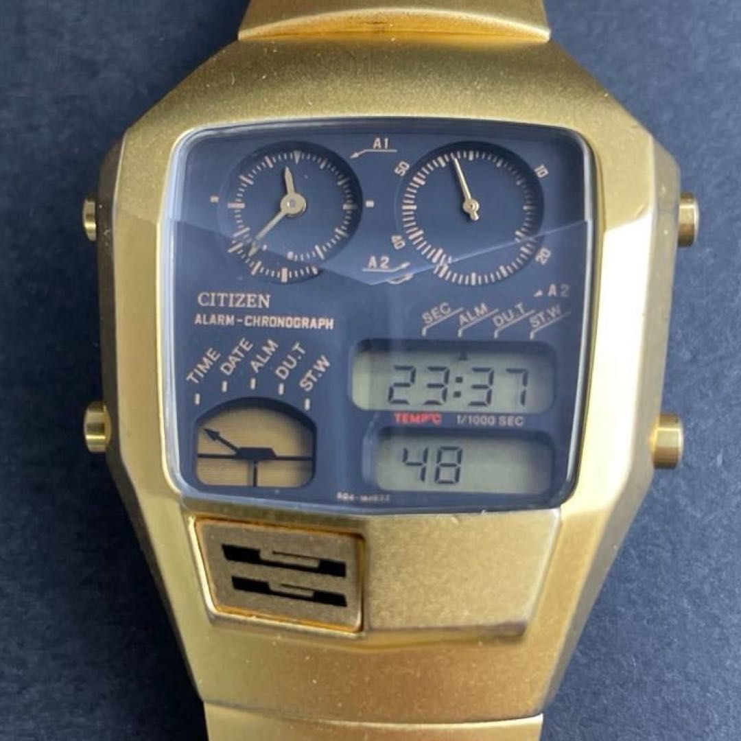 CITIZEN アナデジテンプ 三面カットガラス ゴールド 8988-Q02055（504
