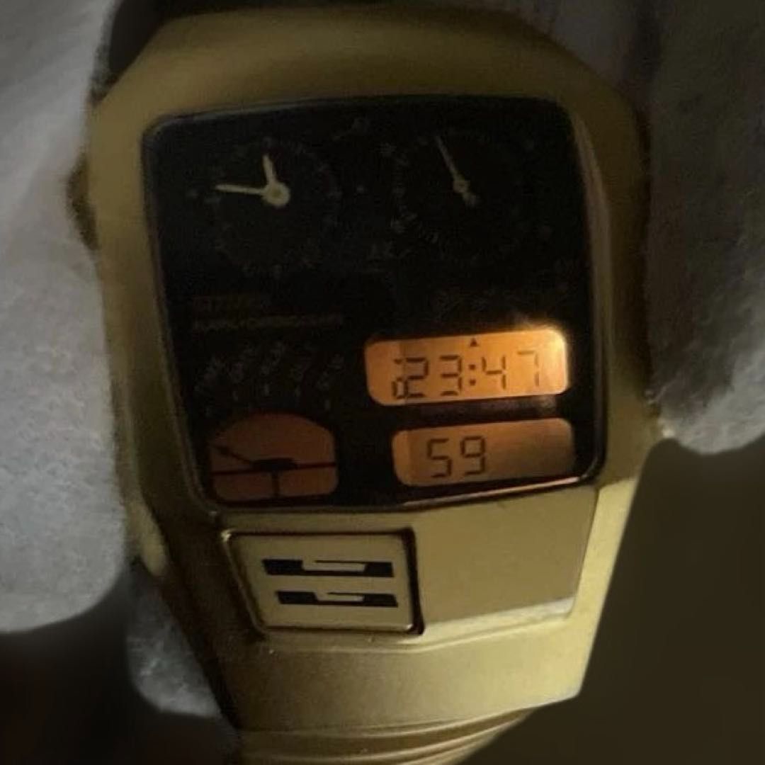 CITIZEN アナデジテンプ 三面カットガラス ゴールド 8988-Q02055（504