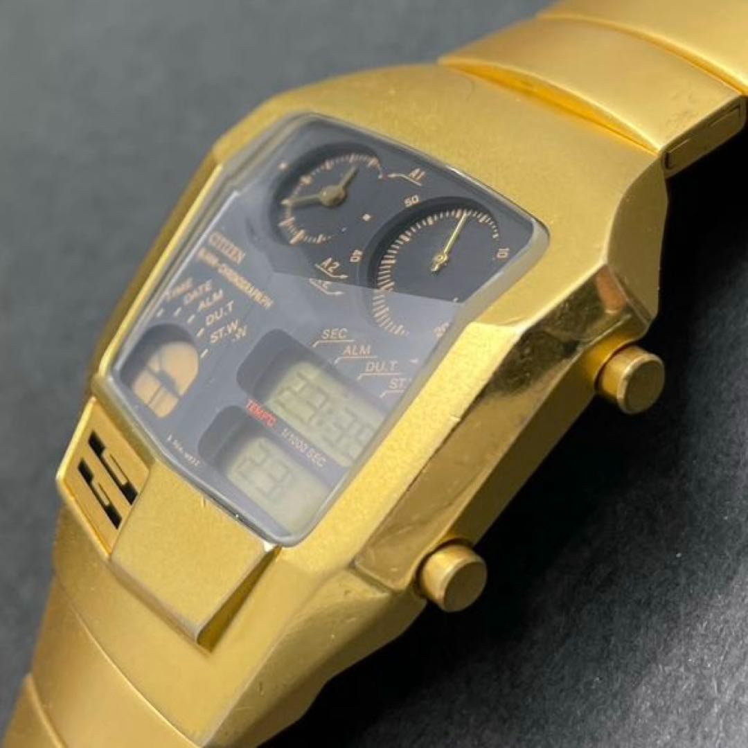 CITIZEN アナデジテンプ 三面カットガラス ゴールド 8988-Q02055（504