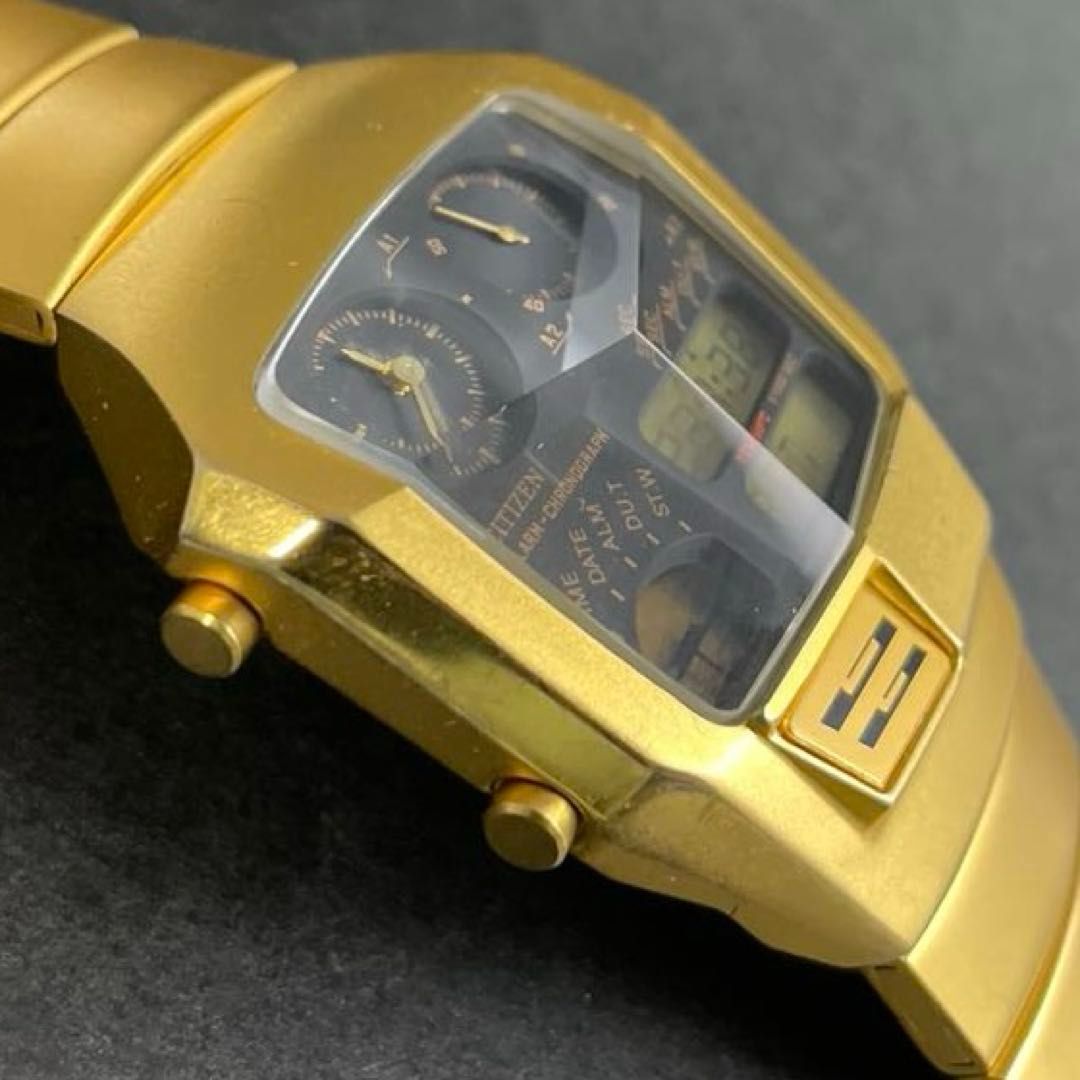 CITIZEN アナデジテンプ 三面カットガラス ゴールド 8988-Q02055（504