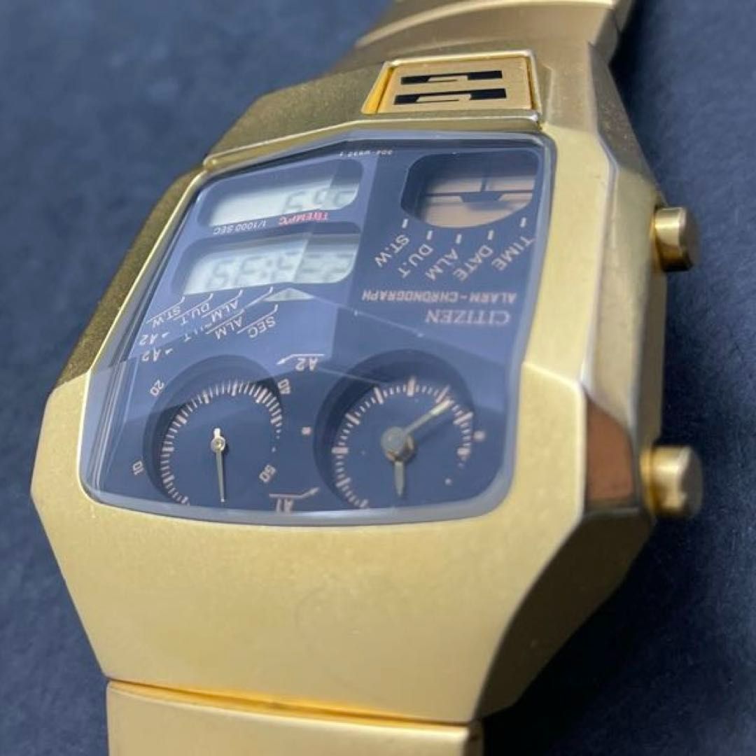 CITIZEN アナデジテンプ 三面カットガラス ゴールド 8988-Q02055（504