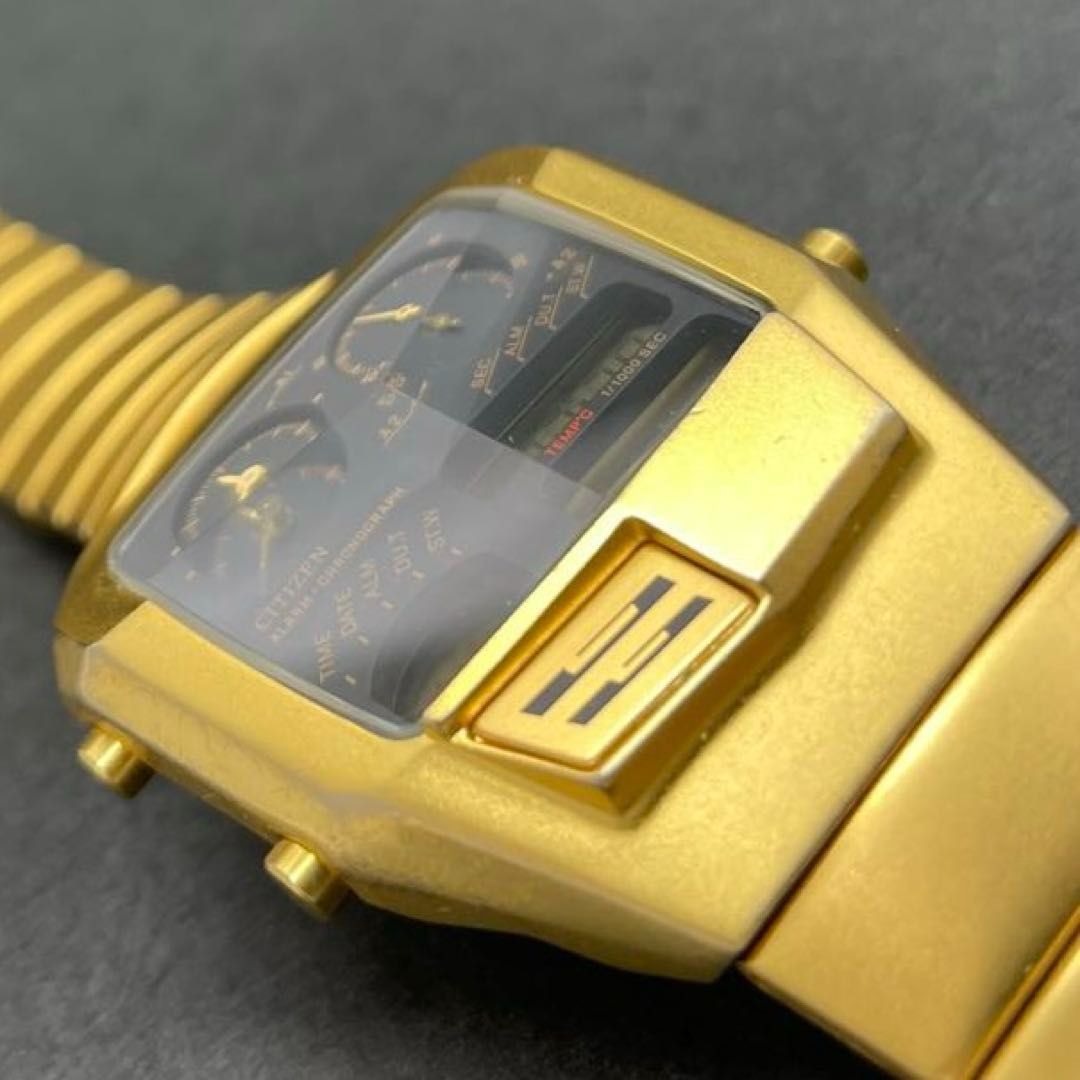 CITIZEN アナデジテンプ 三面カットガラス ゴールド 8988-Q02055（504