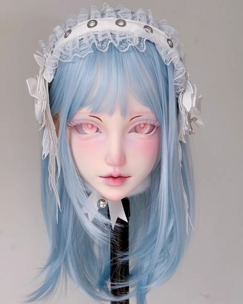 kigurumi 着ぐるみマスク アニメ顔 半頭 美少女 フェイスシェル ピンク