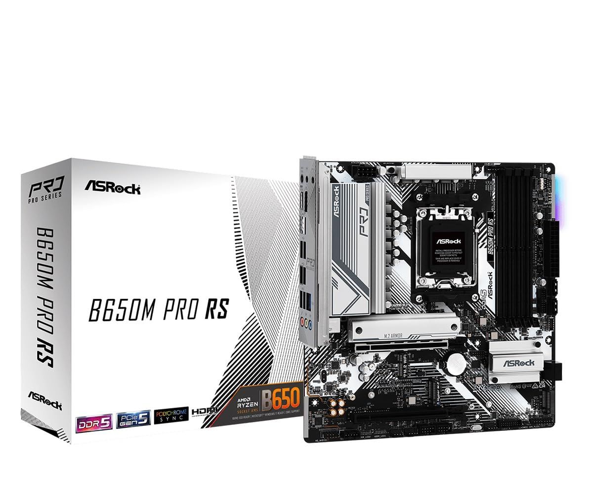 ASRock マザーボード B650M Pro RS AMD Ryzen 7000 シリーズ CPU対応 (Soket AM5) B650 Micro ATX マザーボード 【国内正規代理店品】 [4.【定番】最新機能を搭載したバランスモデル]
