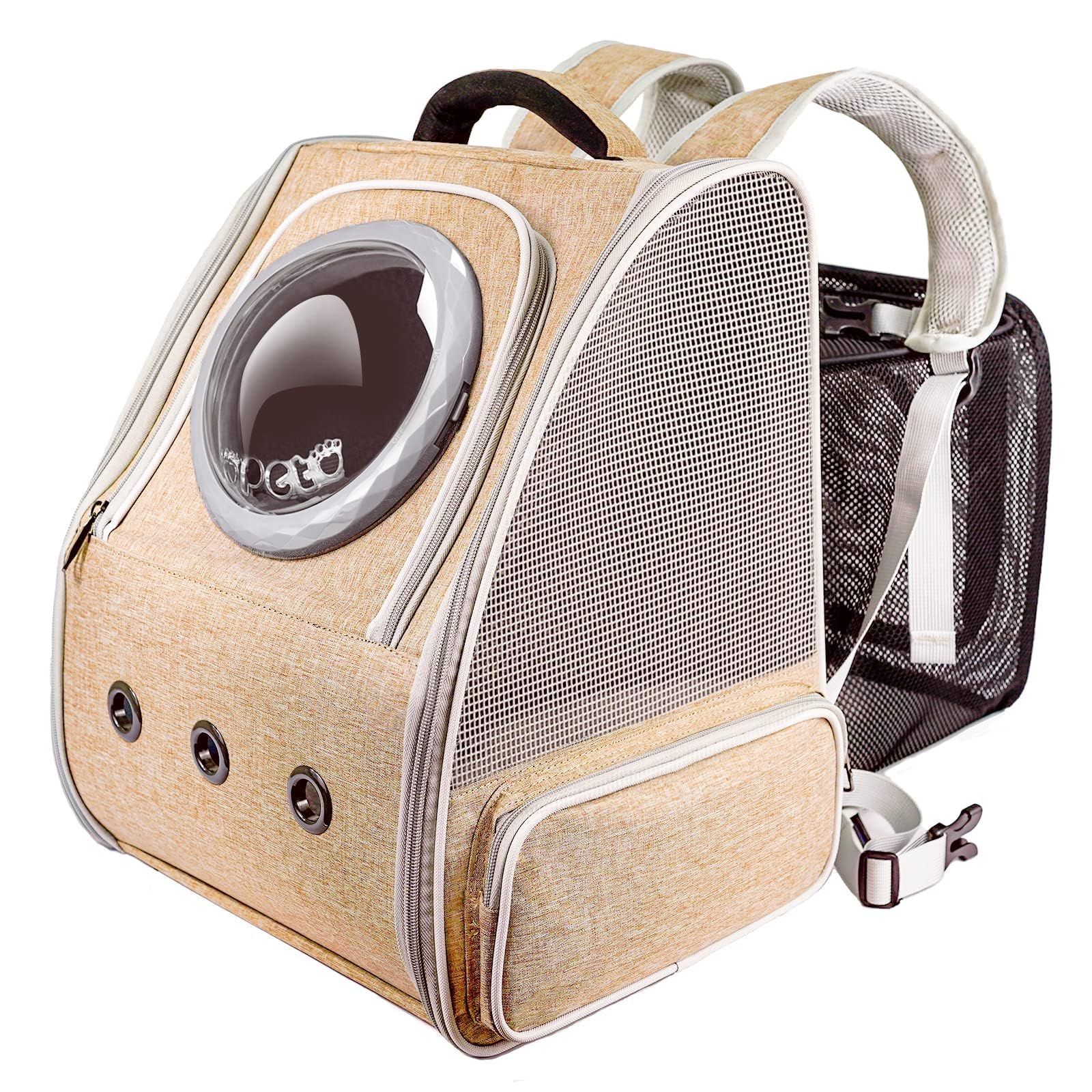 新品 Okiki 拡張可能な 犬 猫 リュック ペット キャリーバッグ ロック式ダブルファスナー 大容量 宇宙船 2種類の窓付き 通気性 猫・小型犬 旅行/通院/災害避難用 猫 きゃりーバッグ リュック 猫 ハウス型キャリー