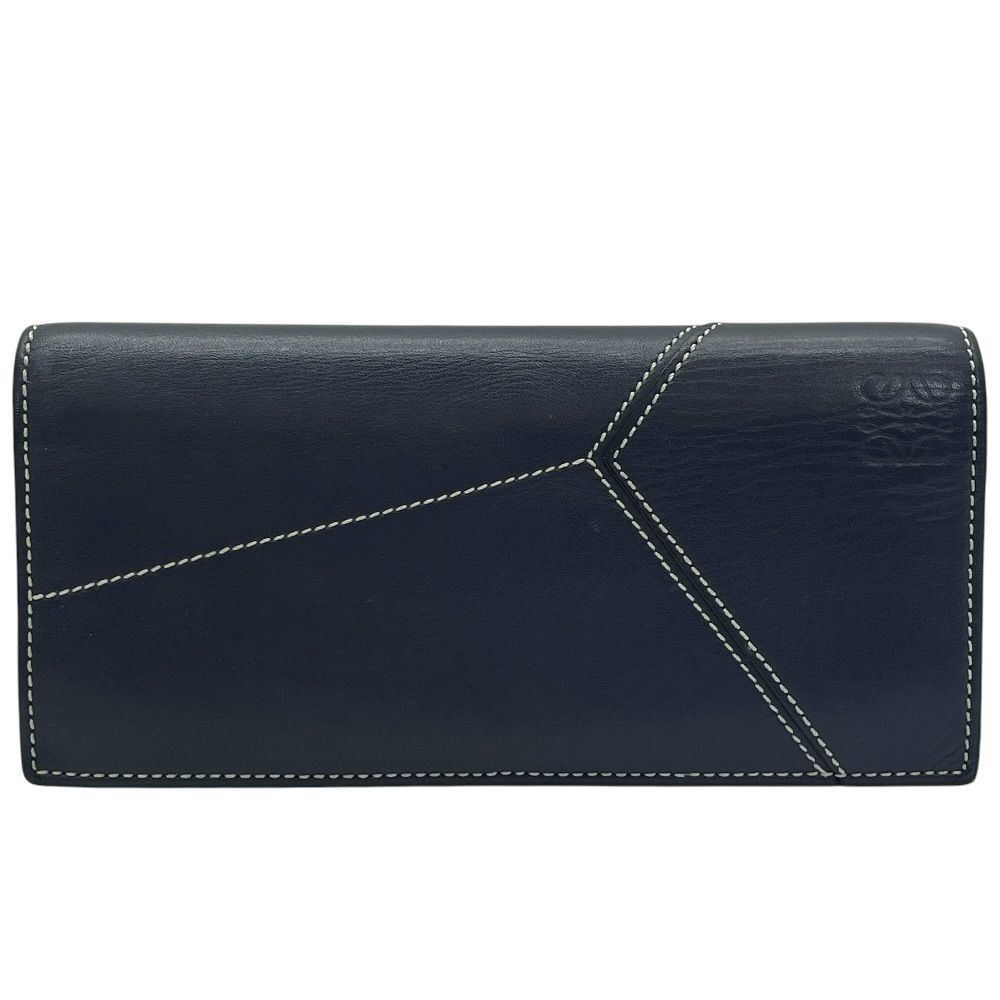 ロエベ アナグラム 二つ折り 財布 長財布 パズル ステッチ ロングホリゾンタル ウォレット ロゴ レザー ネイビー C510978X07 LOEWE 上品 洗練 高級感 シンプル 定番 人気 日常使い