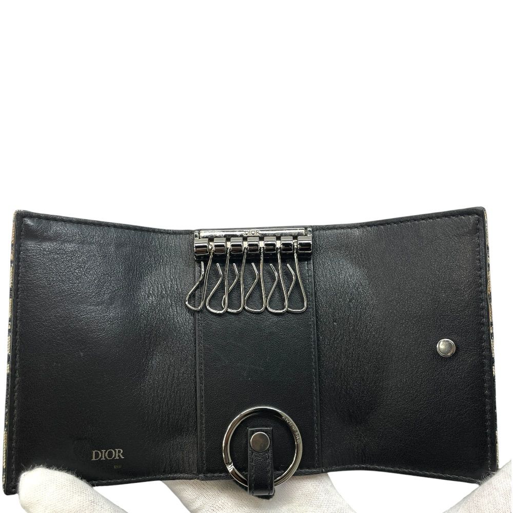 ディオール オブリーク ジャカード 6連 キーケース キーリング トロッター ネイビー ベージュ 2ESKH281YSE_H05E Christian Dior 上品 洗練 高級感 シンプル 定番 人気 日常使い