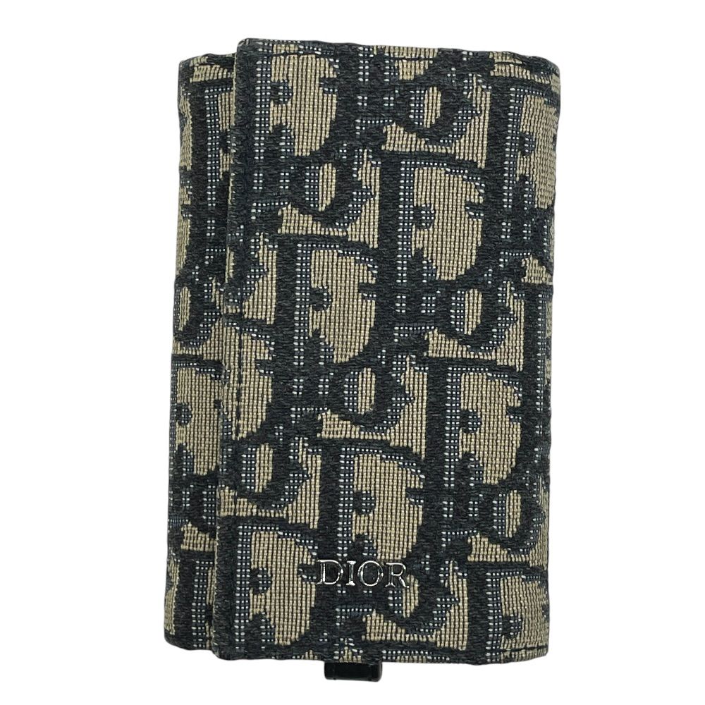 ディオール オブリーク ジャカード 6連 キーケース キーリング トロッター ネイビー ベージュ 2ESKH281YSE_H05E Christian Dior 上品 洗練 高級感 シンプル 定番 人気 日常使い