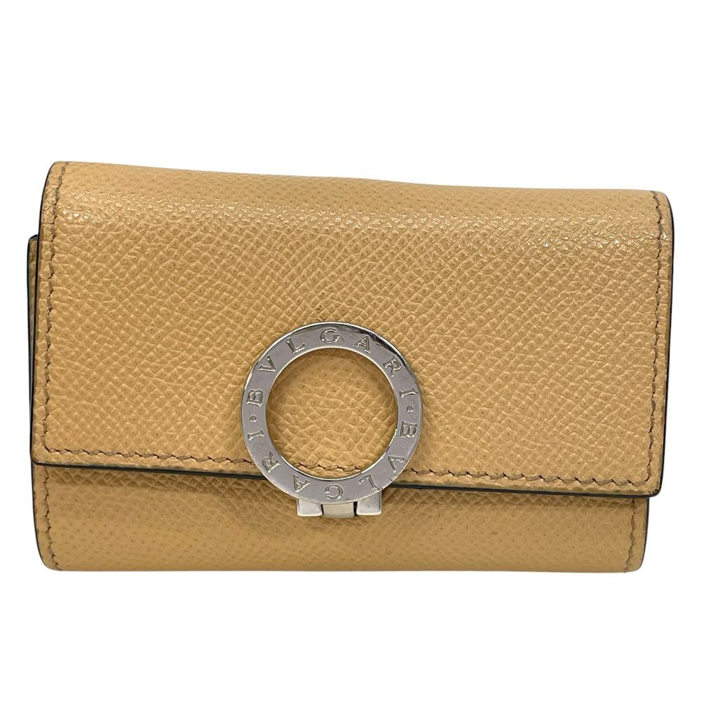 ブルガリ 6連 キーケース ロゴクリップ レザー ベージュ シルバー 292377 BVLGARI 上品 洗練 高級感 シンプル 定番 人気 日常使い