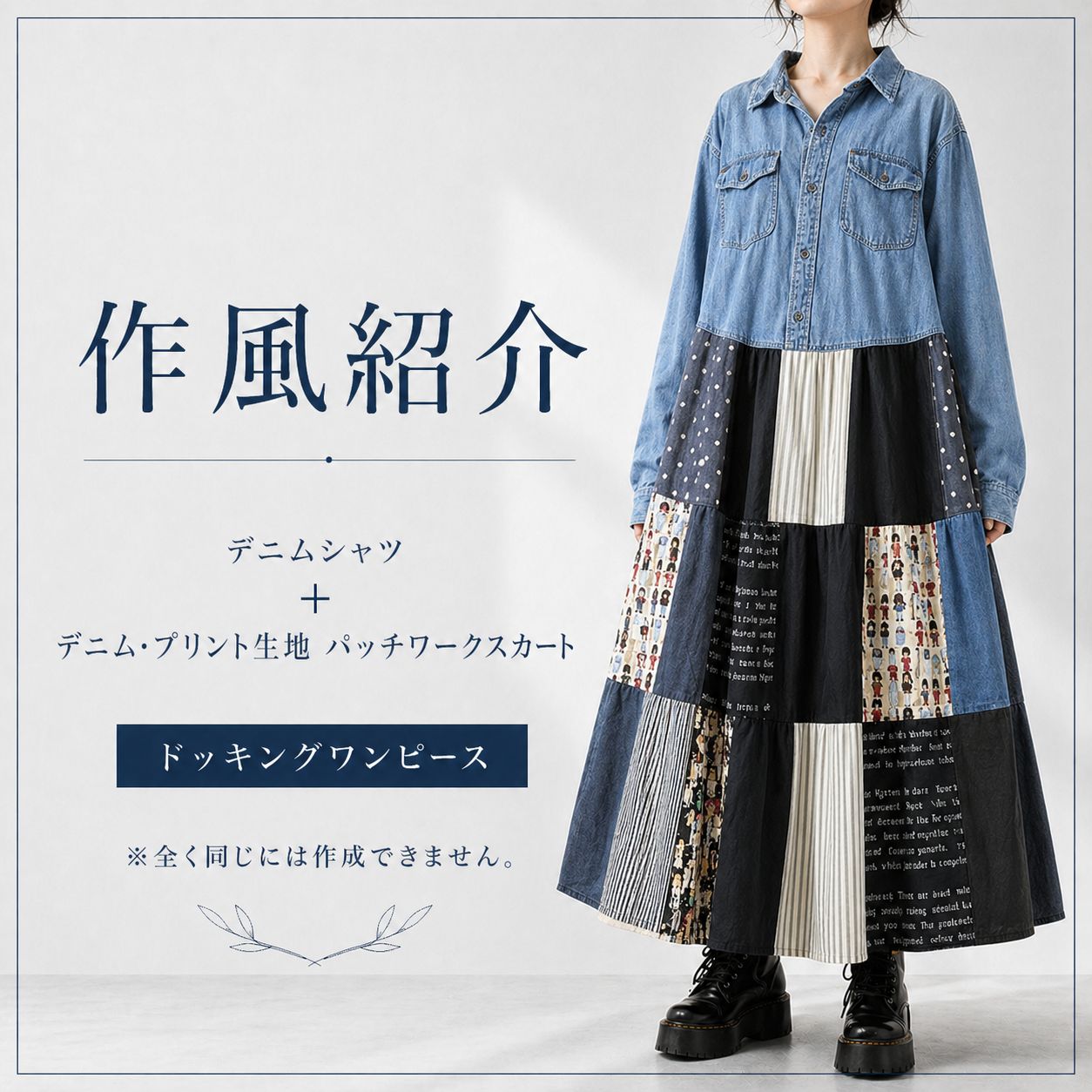 リメイクワンピース デニム シャツ リメイク RHC Aライン リメイク