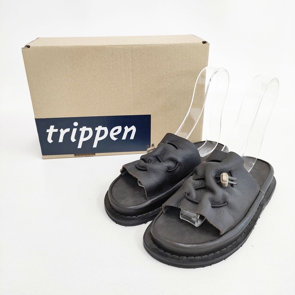 trippen Synergy Black 定価31900円 サイズ37 鹿革 牛革 サンダル trippen Synergy Black 定価31900円 サイズ37 鹿革 牛革 サンダル