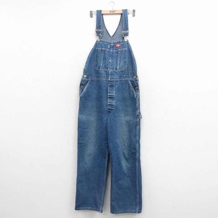 W38/古着 ディッキーズ オーバーオール メンズ 80年代 80s コットン