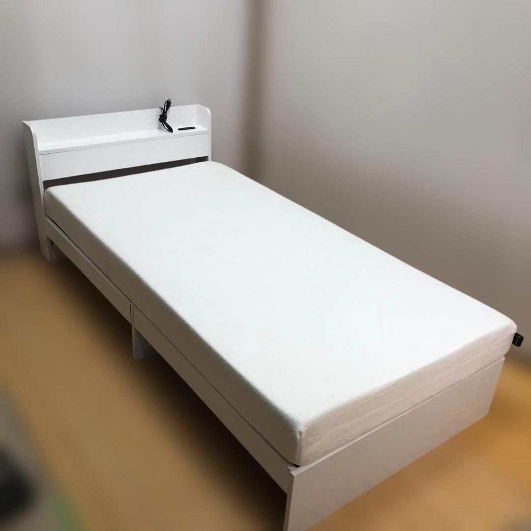 ZINUS シングルベッド コンセント付きベッド 2口コンセント ヘッド