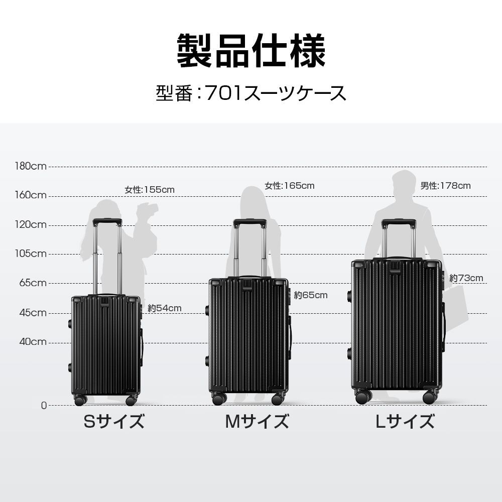 訳あり 未使用品】スーツケース Lサイズ カップホルダー USB充電ポート