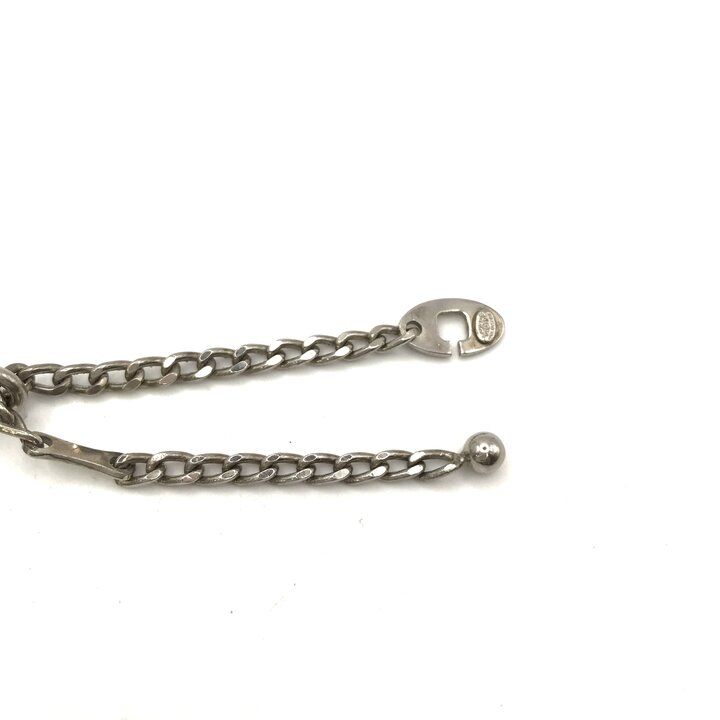 良品 CHANEL シャネル ロゴ シルバー プレート バッグ チャーム