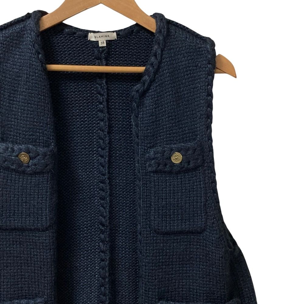 ブラミンク blamink38シルクベスト 美品 BLAMINK ブラミンク シルクナイロンポケットニットジレ ベスト