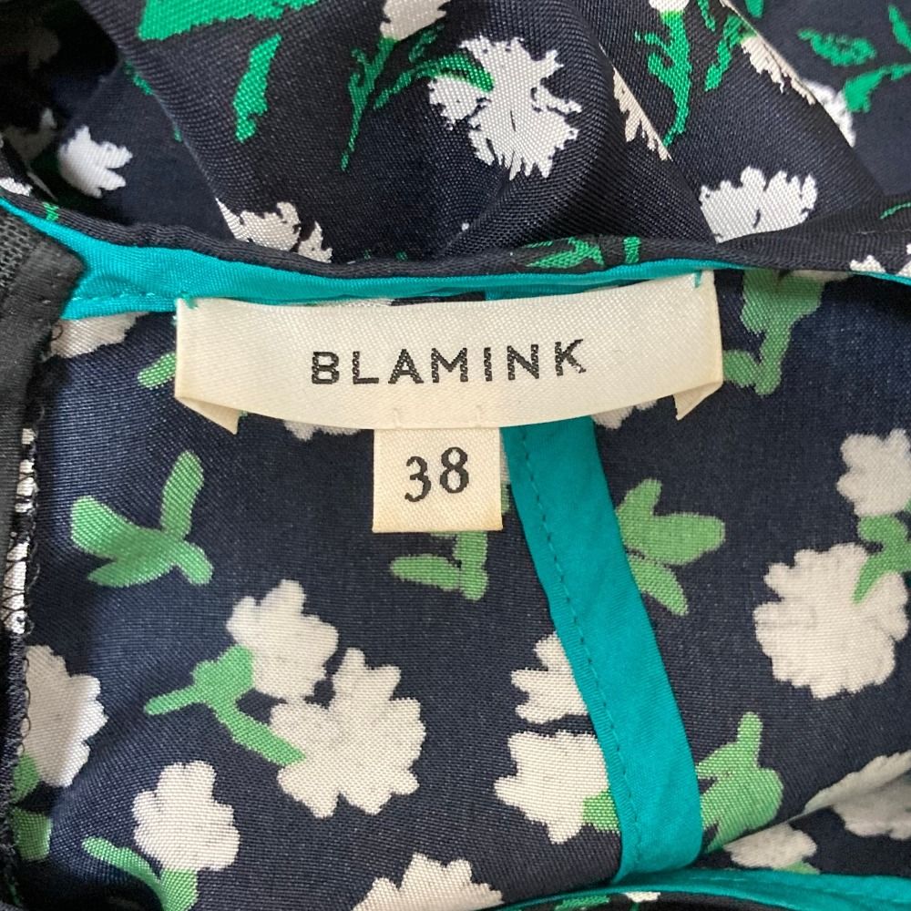 美品 BLAMINK ブラミンク フラワープリント シルクブラウス 7921-230 
