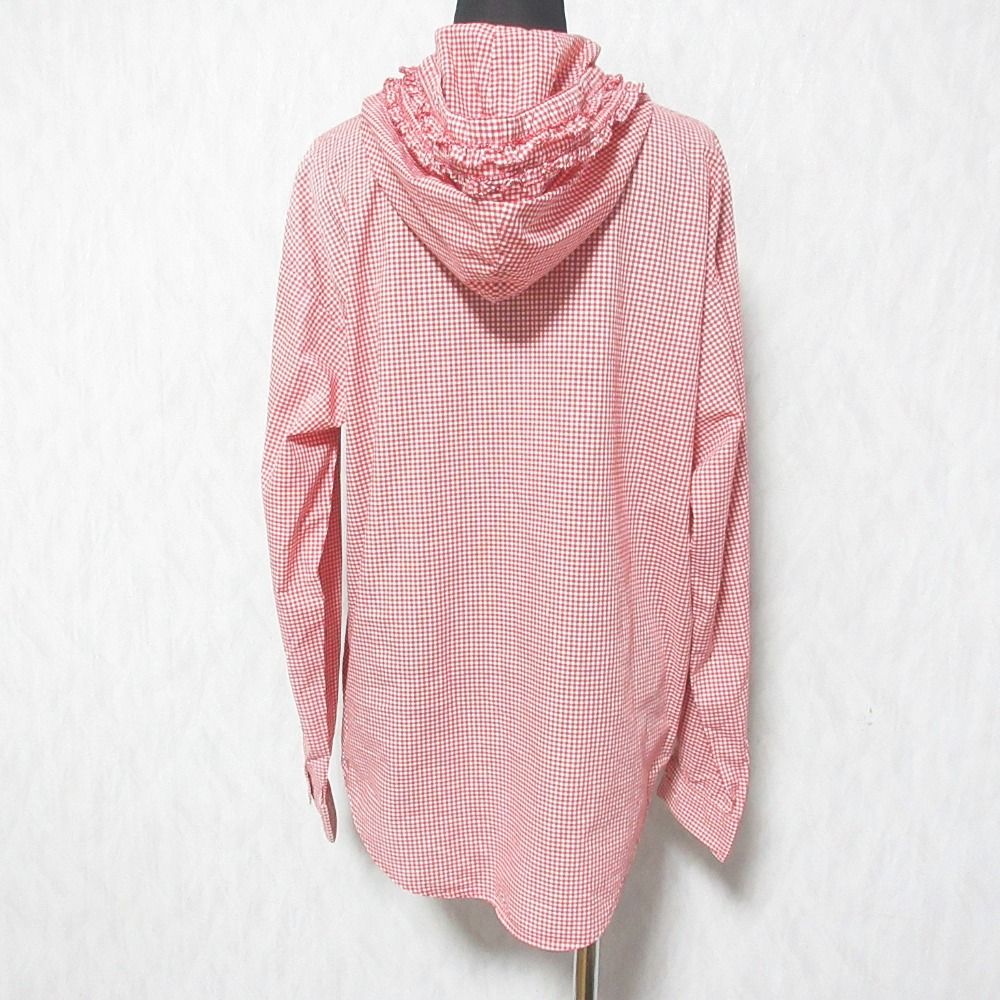 美品 NATURE TRAIL PINK HOUSE ネイチャートレイル ピンクハウス フリル チェック シャツ L レッド レディース 古着 中古 USED PINK HOUSE - 古着 PINK HOUSE ピンクハウス チェック柄 長袖 ノー