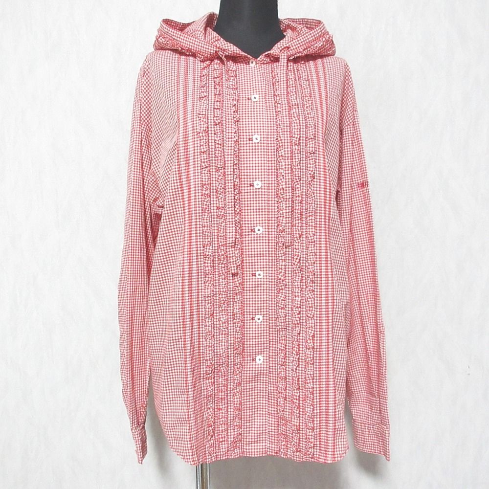美品 PINK HOUSE ピンクハウス ギンガムチェック フリル フード付き