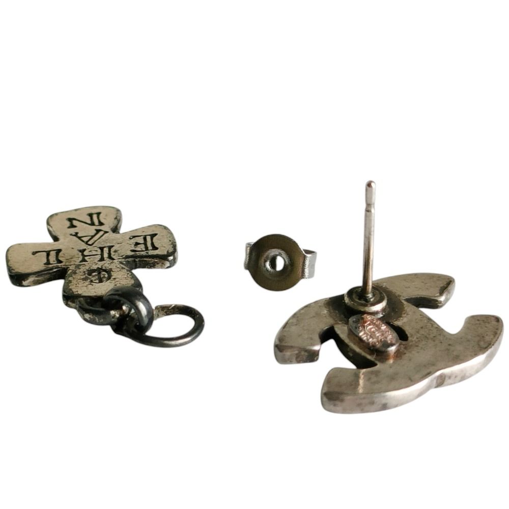 99A CHANEL シャネル ココマーク クロス 片耳 ピアス アクセサリー 箱