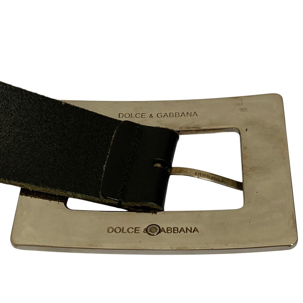 良品 DOLCE&amp;GABBANA ドルチェアンドガッバーナ スクエアバックル レザー ベルト 90cm/36インチ ブラック シルバーカラー メンズ 古着 中古 USED DOLCE&GABBANA - 良品 DOLCE&GABBANA ドルチェ＆ガッバーナ ロゴ