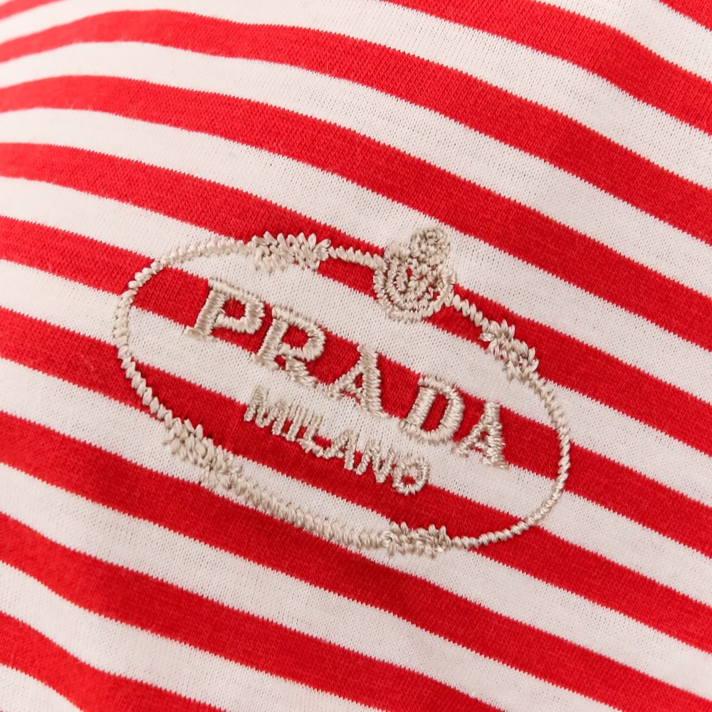 未使用 24年商品 PRADA プラダ ストライプ ジャージー ポロシャツ M