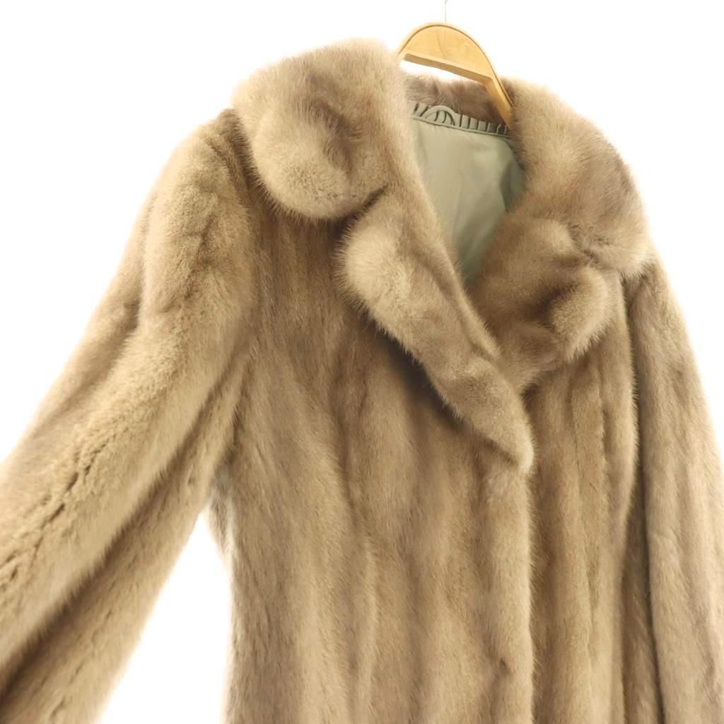 ノーブランド ミンクファー コート ミドル アウター 毛皮 13 ブラウン