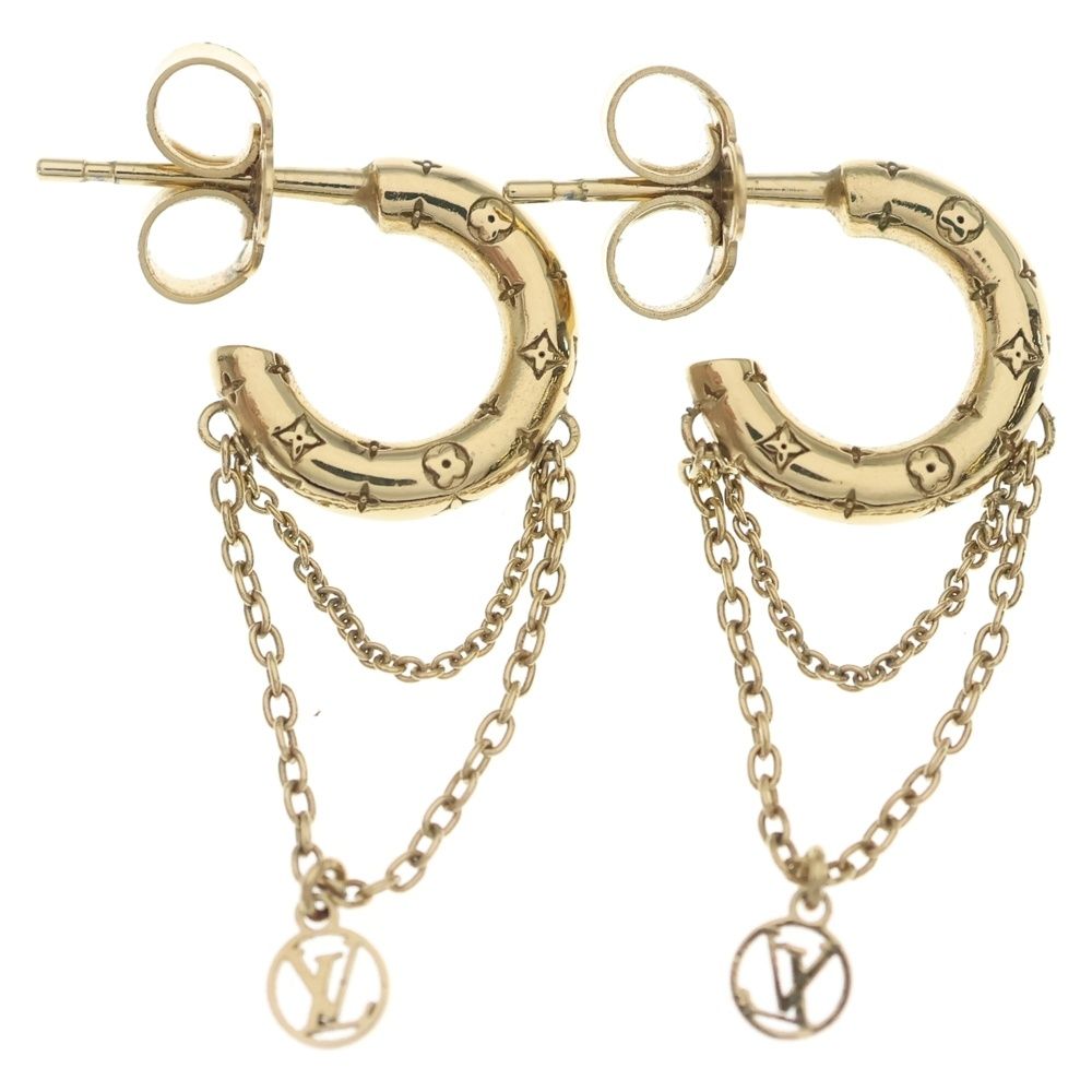 LOUIS VUITTON (ルイヴィトン) ナノグラム フープピアス GP ゴールド