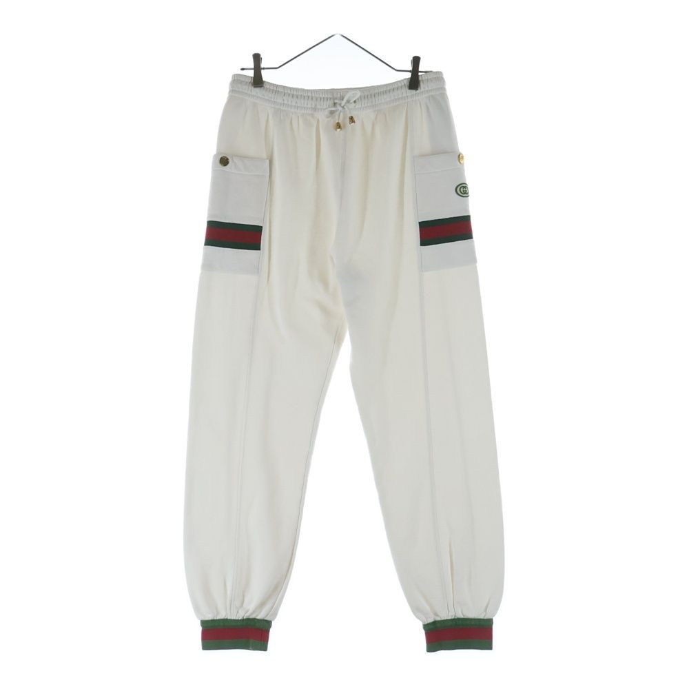 GUCCI グッチ シェリーライン ロゴパッチジョガースウェットパンツ ホワイト 625404 XJCOE メンズ GUCCI (グッチ) シェリーライン ロゴパッチジョガースウェット
