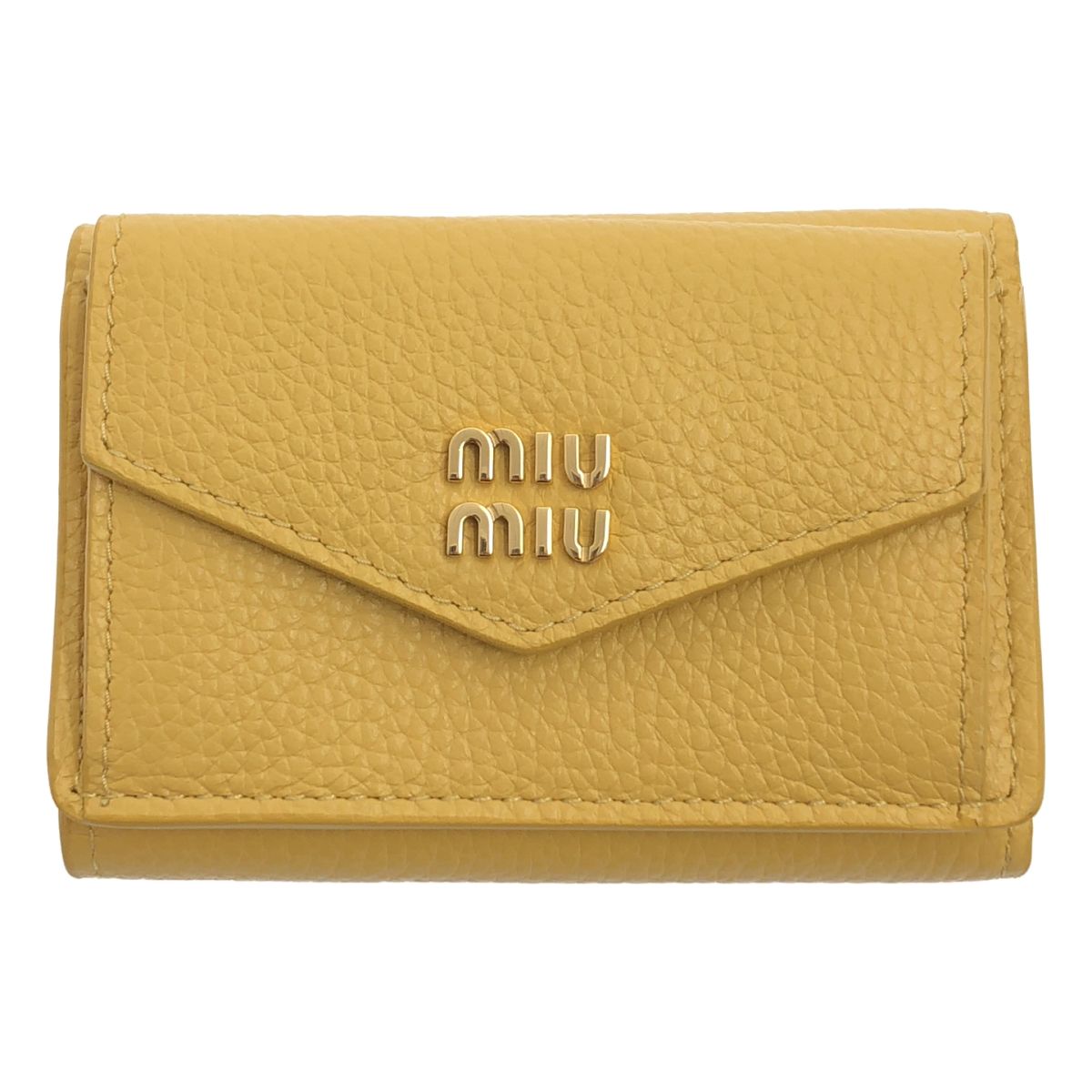 【美品】 miu miu / ミュウミュウ | ヴィッテロダイノレザー 三つ折り財布 | イエロー | レディース
