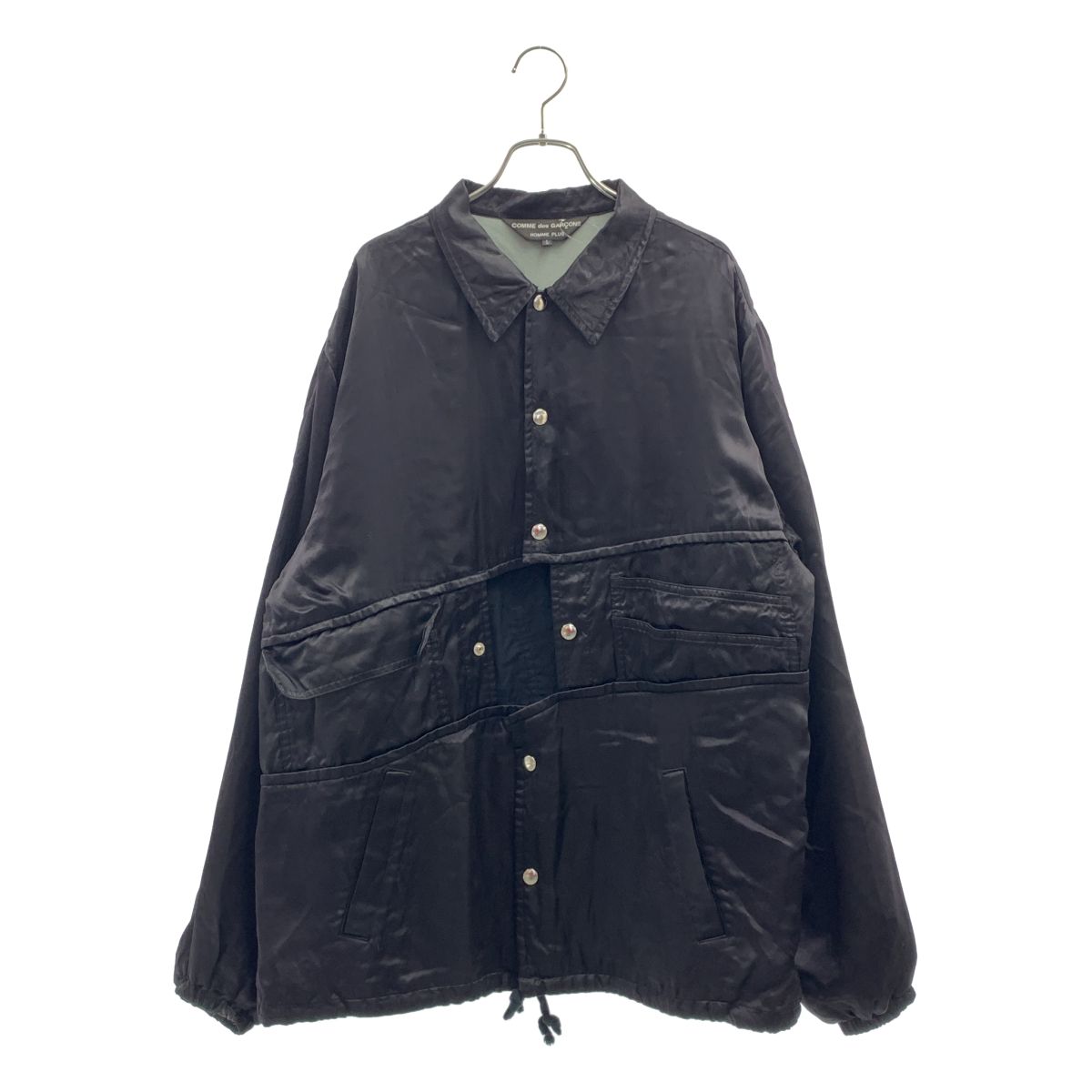 COMME des GARCONS HOMME PLUS / コムデギャルソンオムプリュス | 2020SS | 変形 カットアウト バックポケット ロゴ コーチジャケット | L | ブラック | メンズ メンズ COMME des GARCONS HOMME PLUS / コムデギャルソンオムプリュス